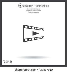 film strip with play - black vector icon
