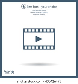 film strip with play - black vector icon