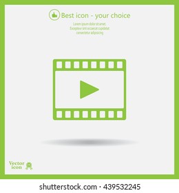 film strip with play - black vector icon