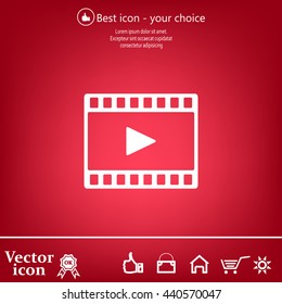 film strip with play - black vector icon