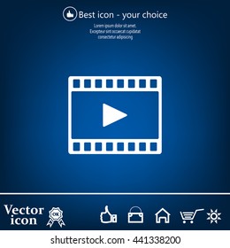 film strip with play - black vector icon