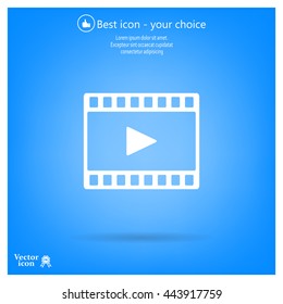 film strip with play - black vector icon