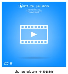 film strip with play - black vector icon