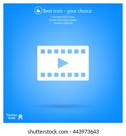 film strip with play - black vector icon