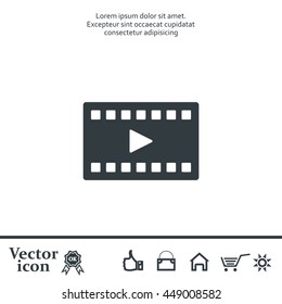 film strip with play - black vector icon