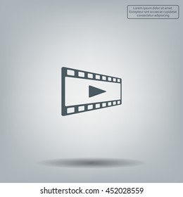film strip with play - black vector icon