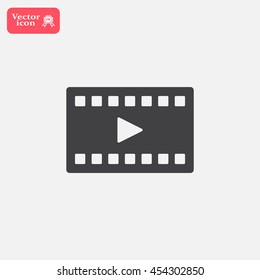 film strip with play - black vector icon