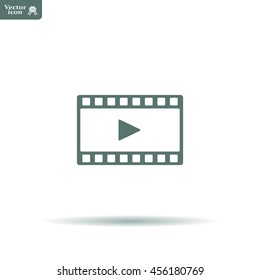 film strip with play - black vector icon