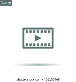 film strip with play - black vector icon