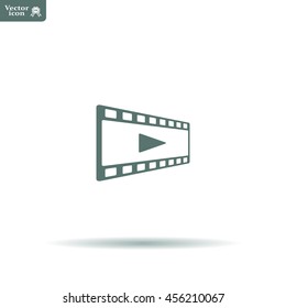 film strip with play - black vector icon