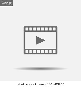 film strip with play - black vector icon