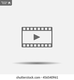 film strip with play - black vector icon