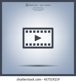 film strip with play - black vector icon