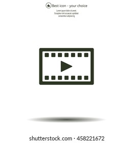 film strip with play - black vector icon