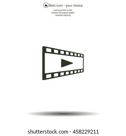 film strip with play - black vector icon