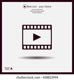 film strip with play - black vector icon