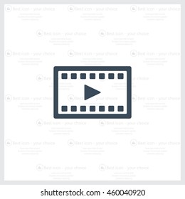 film strip with play - black vector icon