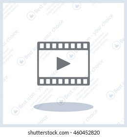 film strip with play - black vector icon