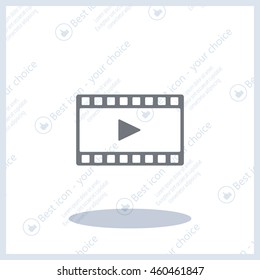 film strip with play - black vector icon