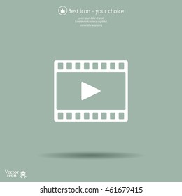 film strip with play - black vector icon