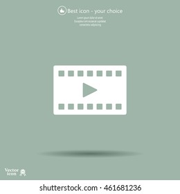 film strip with play - black vector icon