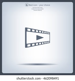 film strip with play - black vector icon