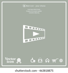film strip with play - black vector icon