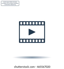 film strip with play - black vector icon