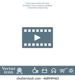 film strip with play - black vector icon