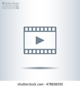 film strip with play - black vector icon