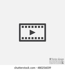 film strip with play - black vector icon