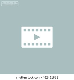 film strip with play - black vector icon