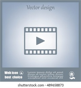 film strip with play - black vector icon