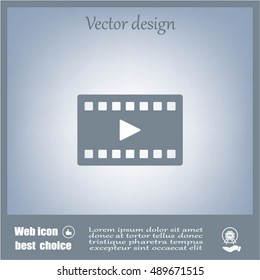 film strip with play - black vector icon