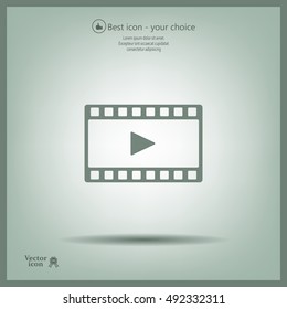 film strip with play - black vector icon