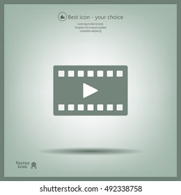 film strip with play - black vector icon