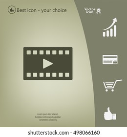 film strip with play - black vector icon