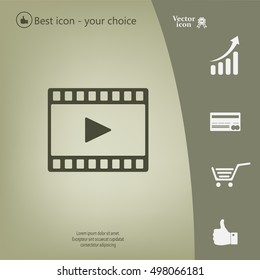 film strip with play - black vector icon