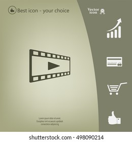 film strip with play - black vector icon