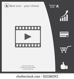 film strip with play - black vector icon