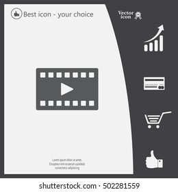 film strip with play - black vector icon