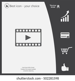 film strip with play - black vector icon