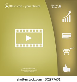 film strip with play - black vector icon