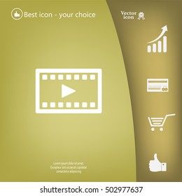 film strip with play - black vector icon