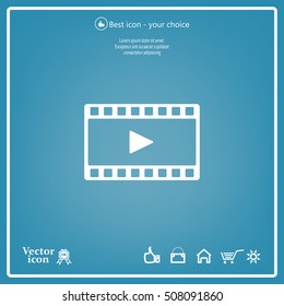 film strip with play - black vector icon