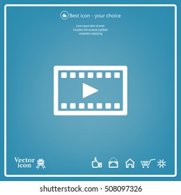 film strip with play - black vector icon