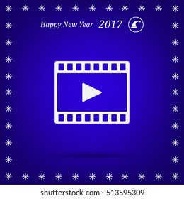 film strip with play - black vector icon