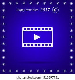 film strip with play - black vector icon
