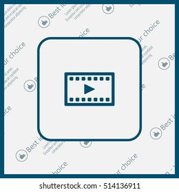 film strip with play - black vector icon