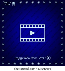 film strip with play - black vector icon